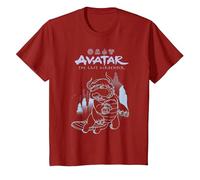 Avatar: The Last Airbender Appa Majestic Air Temple Outline T-Shirt, Enfant, Canneberge, 12 Ans