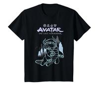 Avatar: The Last Airbender Appa Majestic Air Temple Outline T-Shirt, Enfant, Noir, 12 Ans