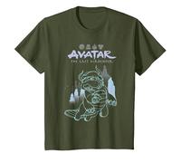 Avatar: The Last Airbender Appa Majestic Air Temple Outline T-Shirt, Enfant, Olive, 12 Ans