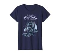 Avatar: The Last Airbender Appa Majestic Air Temple Outline T-Shirt, Femme, Bleu Marine, XS