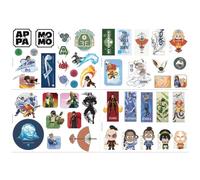 Avatar : The Last Airbender Tech Lot de 4 feuilles d'autocollants réutilisables en vinyle pour ordinateur portable, tablette, téléphone et console - Produit officiel ATLA motif eau, terre, feu et air