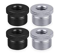 Avatarr Lot de 4 adaptateurs de filetage à vis, 1,5 cm mâle vers 3,8 cm femelle pour microphone Blue Yeti/Blue Snowball/Blue Yeti X Noir et argenté