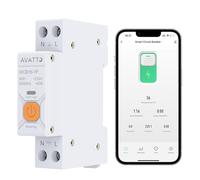 AVATTO - Disjoncteur intelligent WiFi 1P - Rail chapeau pour télécommande intelligente sans fil - Compatible avec Alexa et Google Assistant Smart Life TUYA APP (avec mètre 16 A)