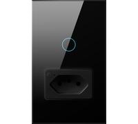 AVATTO-Joli d'éclairage intelligent Tuya WiFi Zigbee avec prise,interrupteur mural à bouton tactile,support brésilien,fonctionne avec Alexa Google Home,16A - Type WiFi version-black-1 gang