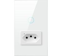 AVATTO-Joli d'éclairage intelligent Tuya WiFi Zigbee avec prise,interrupteur mural à bouton tactile,support brésilien,fonctionne avec Alexa Google Home,16A - Type Zigbee version-white-1 gang