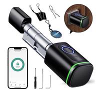 AVATTO Smart Serrure de porte avec lecteur d'empreintes digitales, Cylindre de serrure 60mm (30/30), Serrure de porte électronique, Application Smart Life pour commande à distance, Avec 2 clés, 3