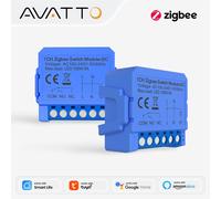 AVATTO Tuya WiFi/ZigBee Module de Contact sec intelligent DC 24-32V AC 100-240V maison intelligente bricolage MiNi Module fonctionne pour Alexa Google Home