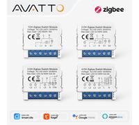 AVATTO ZigBee Tuya 1/2/3/4 Gang Mini commutateur intelligent bricolage commutateurs de lumière Module contrôle bidirectionnel fonctionne avec Alexa Alice Google Home