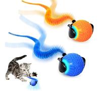 AVCXEC 2 Pièces Boule Magique Chat avec USB et Lumières LED, Balle Interactive Chats avec Queue Duveteuse, Balle Magique pour Chats, Balle Chat Interactive pour d'intérieur Compatible Sols, Moquettes