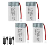 AVCXEC 4PCS 3.7V Batteries au Lithium, 300 mAh Lipo Batter, avec XH 2.54 2P connecteur, pour Avion RC, Hélicoptère, Drone Tous Modèles et Jouets