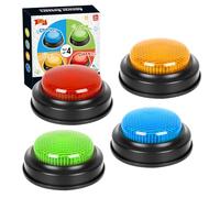 AVCXEC Buzzer avec son et lumière, 4 buzzers de ressources d'apprentissage pour les enfants, buzzer de réponse pour les cours en classe, jouet Game Show Buzzer pour l'école et la maison, multicolore