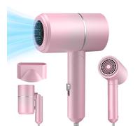 AVCXEC Sèche-cheveux Pliable, 800W Sèche-Cheveux de Voyage Pliable, Professionnel Sèche-Cheveux Lonique, 2 Températures, 1 Buses, pour Voyages, Maison, Salon (Rose)