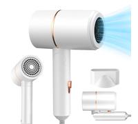 AVCXEC Sèche-cheveux Pliable, 800W Sèche-Cheveux de Voyage Pliable, Professionnel Sèche-Cheveux Lonique, 2 Températures, 1 Buses, pour Voyages, Maison, Salon (Blanc)