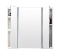 Avdnrya Armoire de salle de bain avec miroir, 3 portes avec étagères réglables, armoire de rangement murale, triple pliage intelligent en résine, miroir de rangement mural étanche (90 x 80 x 16 cm