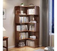 Avdnrya Bibliothèque d'angle multifonction en bois massif de grande capacité pour chambre à coucher et salon, étagère de rangement élégante marron (taille unique, marron)