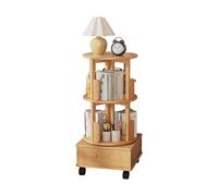 Avdnrya Bibliothèque d'angle ronde à 2 niveaux - En bois - Rotation à 360° - Avec tiroir - Étagère d'angle étroit (naturel)