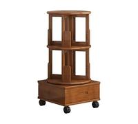 Avdnrya Bibliothèque d'angle ronde à 2 niveaux - En bois - Rotation à 360° - Avec tiroir - Étagère d'angle étroit - Marron