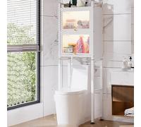 Avdnrya Étagère de rangement au-dessus des toilettes, armoire de rangement au-dessus des toilettes - Organiseur de salle de bain au-dessus des toilettes avec porte, gain de place (3 niveaux, 50 cm