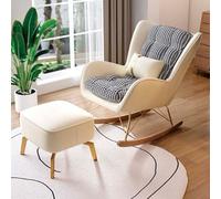 Avdnrya Fauteuil à bascule d'intérieur Zero Gravity inclinable avec ottoman, moderne avec dossier pour chambre à coucher, bureau, salon (surdimensionné, blanc cassé)