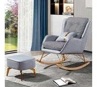 Avdnrya Fauteuil à bascule d'intérieur Zero Gravity inclinable avec ottoman, moderne avec dossier pour chambre à coucher, bureau, salon (surdimensionné, gris clair)