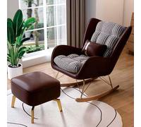Avdnrya Fauteuil à bascule d'intérieur Zero Gravity inclinable avec ottoman, moderne avec dossier pour chambre à coucher, bureau, salon (surdimensionné, marron foncé)
