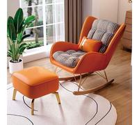 Avdnrya Fauteuil à bascule d'intérieur Zero Gravity inclinable avec ottoman, moderne avec dossier pour chambre à coucher, bureau, salon (surdimensionné, orange)