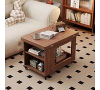 Avdnrya Table basse pliante 2 en 1 avec rangement pour salon, petite table basse à roulettes, table d'appoint en bois, table de salle à manger relevable (grande, A)