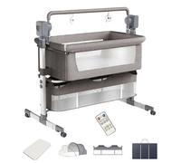 Aveainelle Berceau à bascule automatique 3 en 1 avec musique Bluetooth pour nouveau-né et bébé (gris clair)