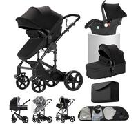 Aveainelle Poussette 3 en 1 Poussette trio avec cosy Poussette Reversible | Pliable, Siège réglable, Harnais 5 points, Adapté aux voyages, Siège surélevé, De la naissance à 4 ans.