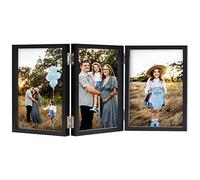 AVEAX Cadre Photo 13x18 cm Triple, Cadre 3 Photos Pliable avec Vitre, Cadres Photo pour Table, Cadeau pour Famille, Amis, Noir