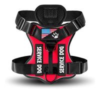 avec 5 Patchs Réglables Soft Oxford Service Dog Dogness Outdoor Reflective Breatch Working Dog Harness Gest pour Les Chiens Moyens À Grands,Rouge,XS