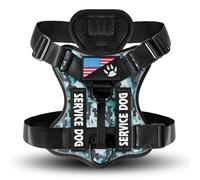 avec 5 Patchs Réglables Soft Oxford Service Dog Dogness Outdoor Reflective Breatch Working Dog Harness Gest pour Les Chiens Moyens À Grands,Vert De L'armée,M