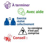 Avec aide, La consigne n'est pas comprise, Conseil:, A terminer, Exercice réalisé collectivement Tampons Encreurs Enseignants 5 Étages