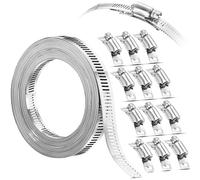 Avec attaches collier de serrage sangle bricolage 304 en acier inoxydable réglable engrenage à vis sans fin pince vis bande tuyau conduit collier de serrage(3M - 6 Snap)