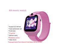 (avec boîte d'origine rose) Montre intelligente musicale pour adulte 1,54 pouces Montre téléphone 2G avec carte