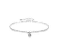 Avec Bracelet Perles 4 Bracelet Anneaux Bracelets Layered Sterling Silver Shining Tennis Anklet With Cubic Zirconia Summer Beach Foot Chain For Women Trendy Jewelry Bleu Bracelet (Silver, One Size)