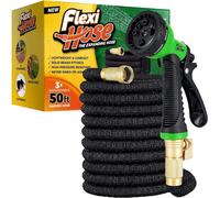 avec buse d'arrosage extensible à 8 fonctions, tuyau d'arrosage flexible léger et sans torsion, raccords en laiton massif de 3/4 pouces et double noyau en latex, 50 pieds noir