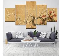 Avec cadre Peinture 5 Pièces toile de peinture Cerisiers japonais en fleurs,Art Moderne,HD Sticker Mural Modulaire Affiche Décor,Cadeau,tableau decoration murale chambre 125x60cm