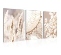avec cadre Tableaux Decoration murale Boho Pampasgras Beige -Salon Chambre Decoration - 30 x 40cmx3 Tableaux