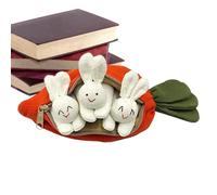 Avec carottes, 3 lapins dans un sac à main carotte - TROIS lapins en peluche de Pâques, décoration de Pâques avec fermeture éclair pour la famille, les amis, les camarades de classe, la décoration de