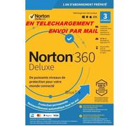 Avec CB - NORTON 360 DELUXE 2024 avec Abonnement 3 Appareils PC MAC Android - 1 AN - 25GB CLOUD - Envoyé par mail - ESD