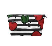 avec Cerise sur Noir et Blanc, Trousse de Toilette Trousse de Maquillage Sac à cosmétiques Trousse de Toilette de Voyage Portable