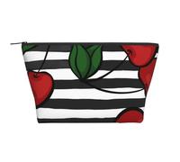 avec Cerise sur Noir et Blanc, Trousse de Toilette Trousse de Maquillage Sac à cosmétiques Trousse de Toilette de Voyage Portable