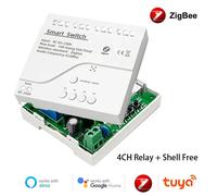 Avec coque Zigbee 1 2 4CH 12V 24V 220V commutateur intelligent Module de relais Tuya Contact sec 4 canaux Din Rail passerelle Hub requis