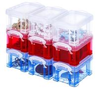 Avec couvercles, minuscules bacs en plastique transparent, boîtes empilables réutilisables, supports de rangement, accessoires de petits articles, 9 boîtes de rangement, 8,6 x 6,6 x 5,1 cm