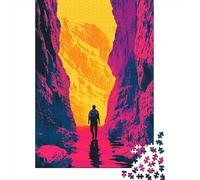 avec Desert Canyon Hiker Minimalist Nature Art Illustration Puzzle en Bois | Comme idée cadeau de Noël : ce puzzle 1000 pièces adulte propose un défi plus long pour les journées d'hiver.