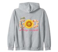 avec Dieu All Things Possible Tournesol Faith Verse Sweat à Capuche