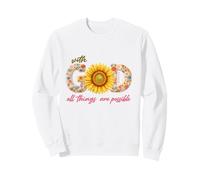 avec Dieu All Things Possible Tournesol Faith Verse Sweatshirt