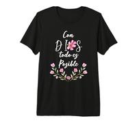 avec Dieu Tout est Possible Chemise chrétienne espagnole T-Shirt Haut de Gamme