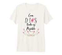 avec Dieu Tout est Possible Chemise chrétienne espagnole T-Shirt Haut de Gamme